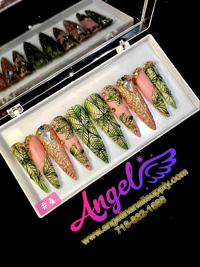 Angelina Handmade Custom Press-On | Long Nail Design #001-#029
