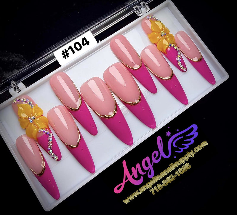 Angelina Handmade Custom Press-On | Long Nail Design #104