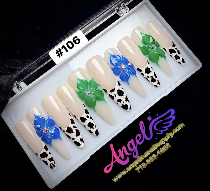 Angelina Handmade Custom Press-On | Long Nail Design #106