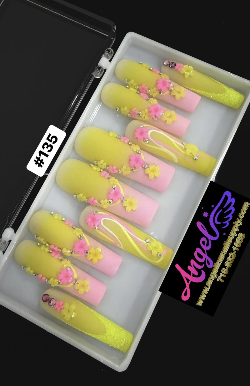 Angelina Handmade Custom Press-On | Long Nail Design #135