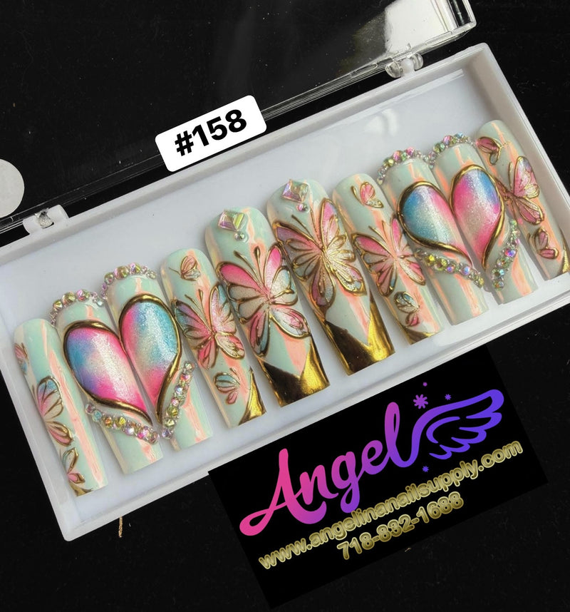 Angelina Handmade Custom Press-On | Long Nail Design #158