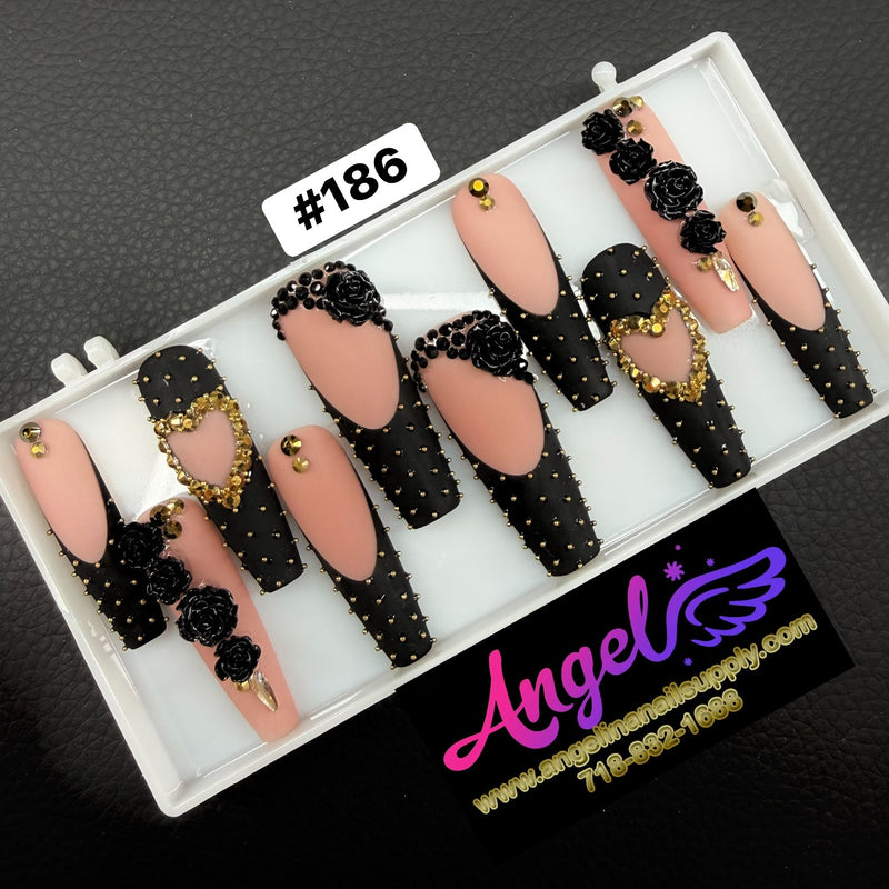 Angelina Handmade Custom Press-On | Long Nail Design #186