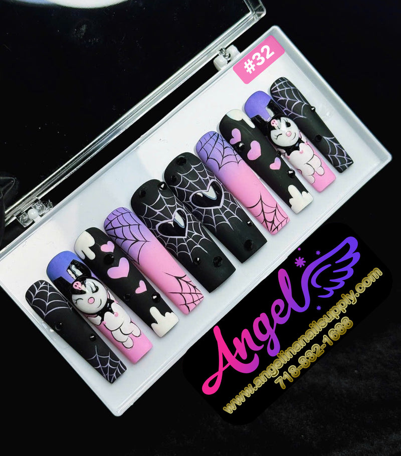 Angelina Handmade Custom Press-On | Long Nail Design #030-#059