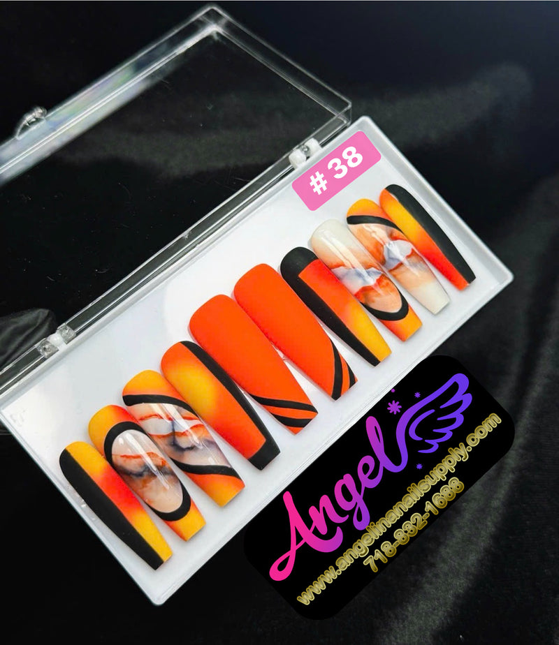 Angelina Handmade Custom Press-On | Long Nail Design #030-#059