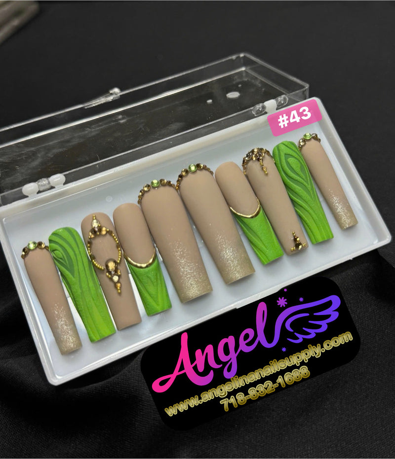 Angelina Handmade Custom Press-On | Long Nail Design #030-#059