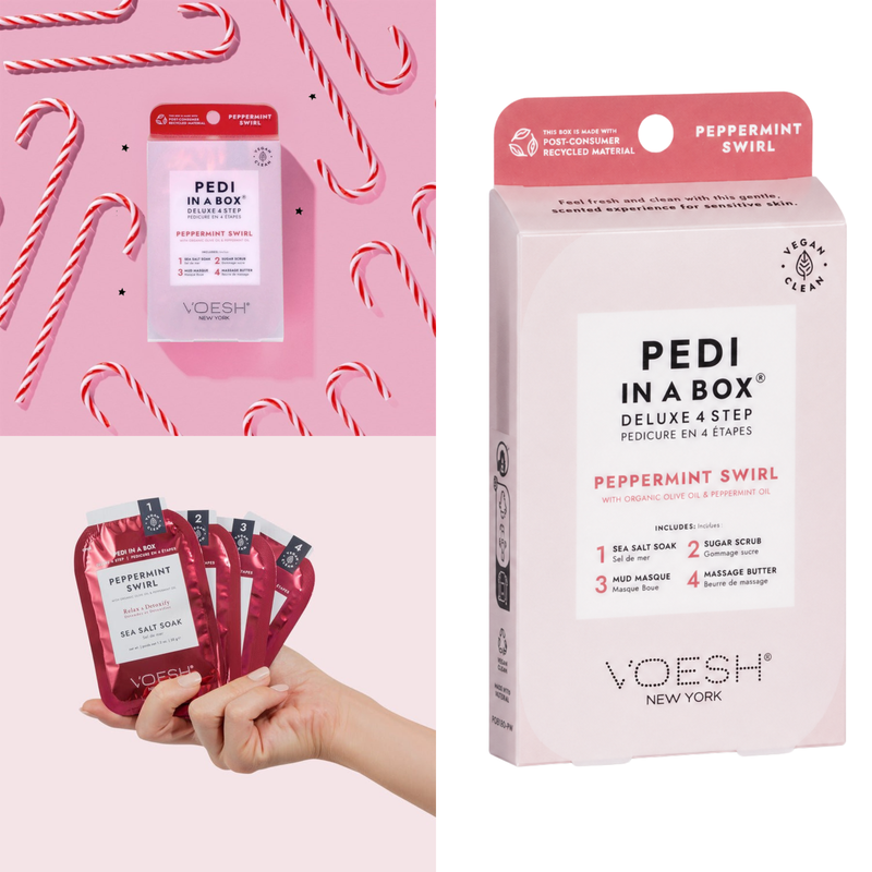 Voesh - Pedi in a Box 4 Steps Peppermint Swirl (box/50pcs)