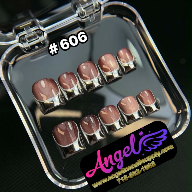 Angelina Handmade Custom Press-On #0606 – Chocolate Chrome