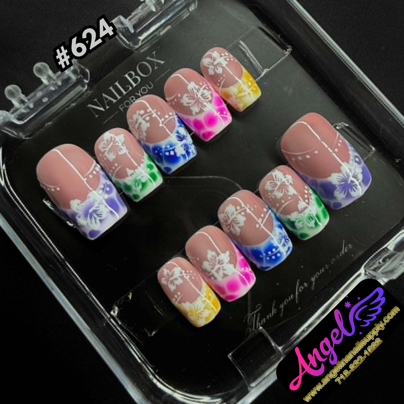 Angelina Handmade Custom Press-On #0624 - Electric Bloom