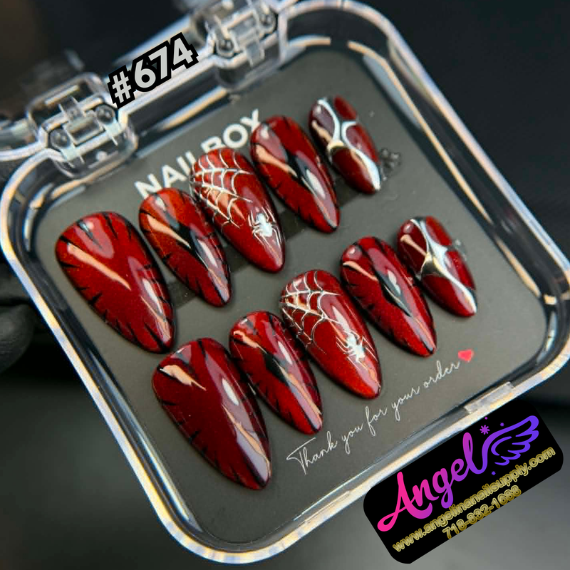 Angelina Handmade Custom Press-On #0674 - Scarlet Venom