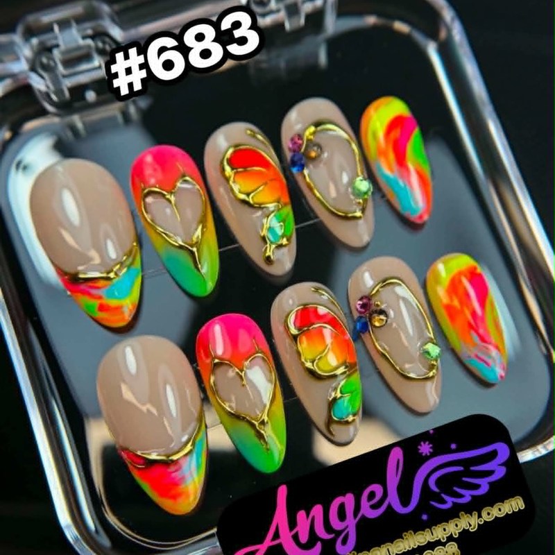 Angelina Handmade Custom Press-On #0683 - Color Wave