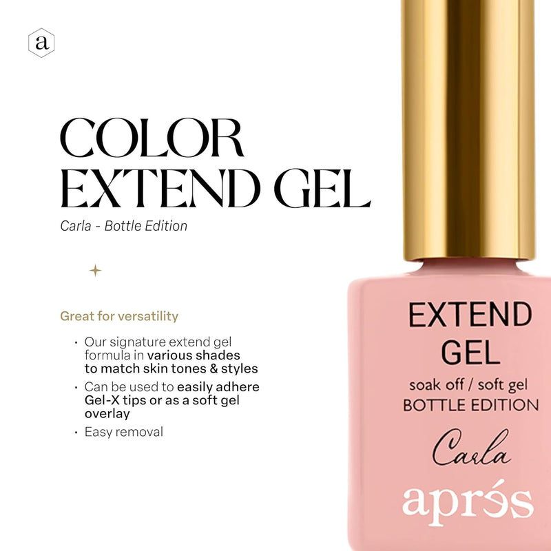 Apres Color Extend Gel Bottle, Gel-X Tips Adhesive, Soak Off UV Soft Gel Builder, Nude Colors (Carla, 15 ml)