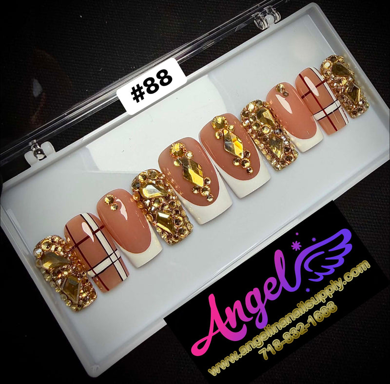 Angelina Handmade Custom Press-On Long Nail Design #060-#089
