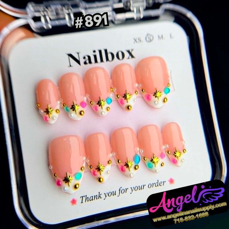 Angelina Handmade Custom Press-On #0891 - Peach Pop