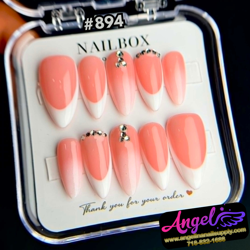 Angelina Handmade Custom Press-On #0894 - Coral Pearl