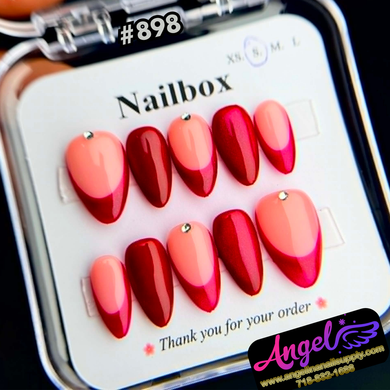 Angelina Handmade Custom Press-On #0898 - Cherry Duo