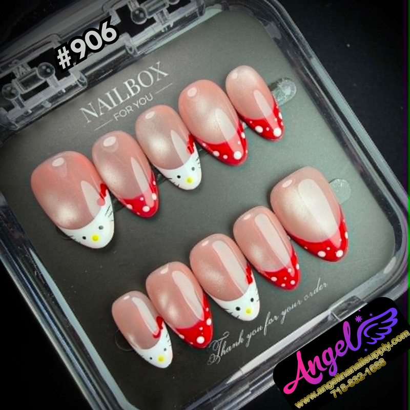 Angelina Handmade Custom Press-On #0906 - Dotty Red