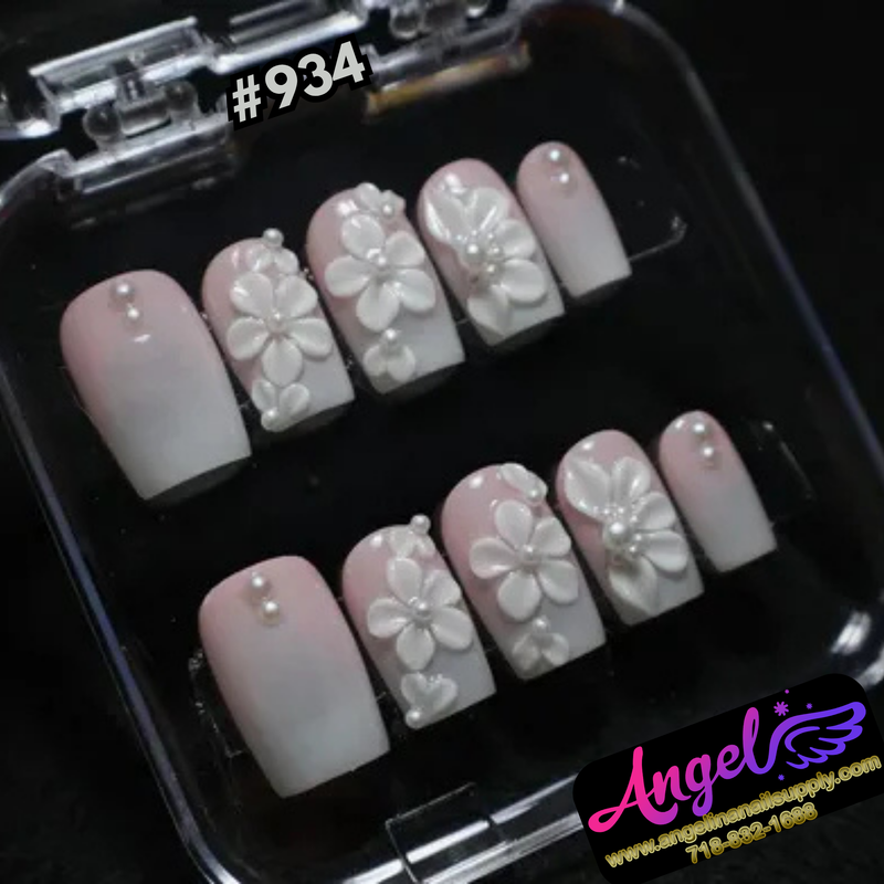 Angelina Handmade Custom Press-On #0934 - Pearl Petal