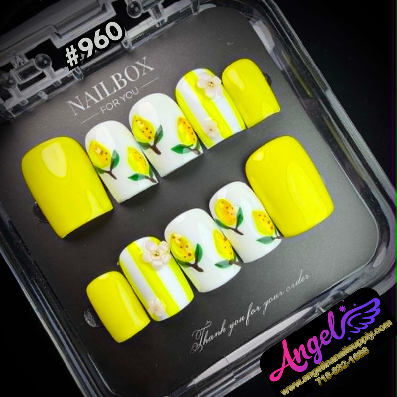 Angelina Handmade Custom Press-On #0960 - Sunny Lemon
