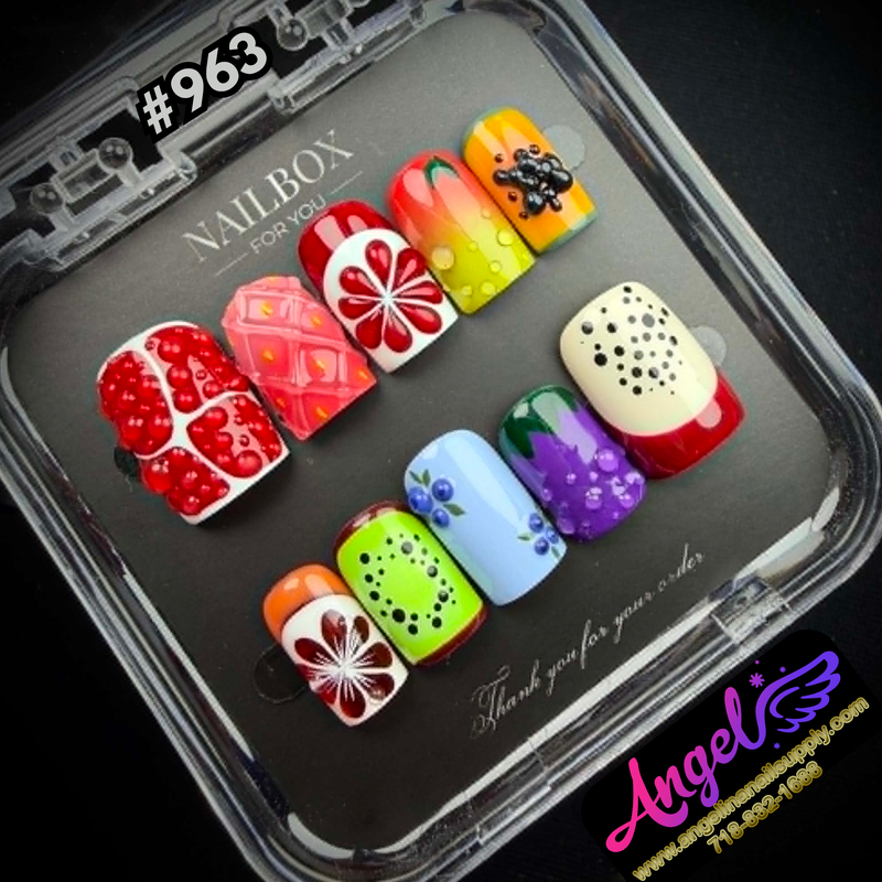 Angelina Handmade Custom Press-On #0963 - Fresh Fruit Medley