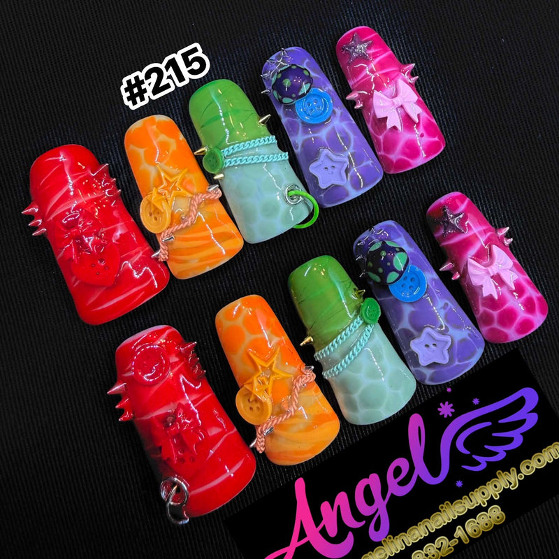 Angelina Handmade Custom Press-On | Long Nail Design #215 - Playful Pop