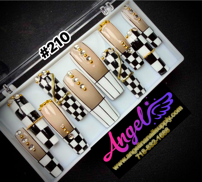 Angelina Handmade Custom Press-On | Long Nail Design #210 - Bellune