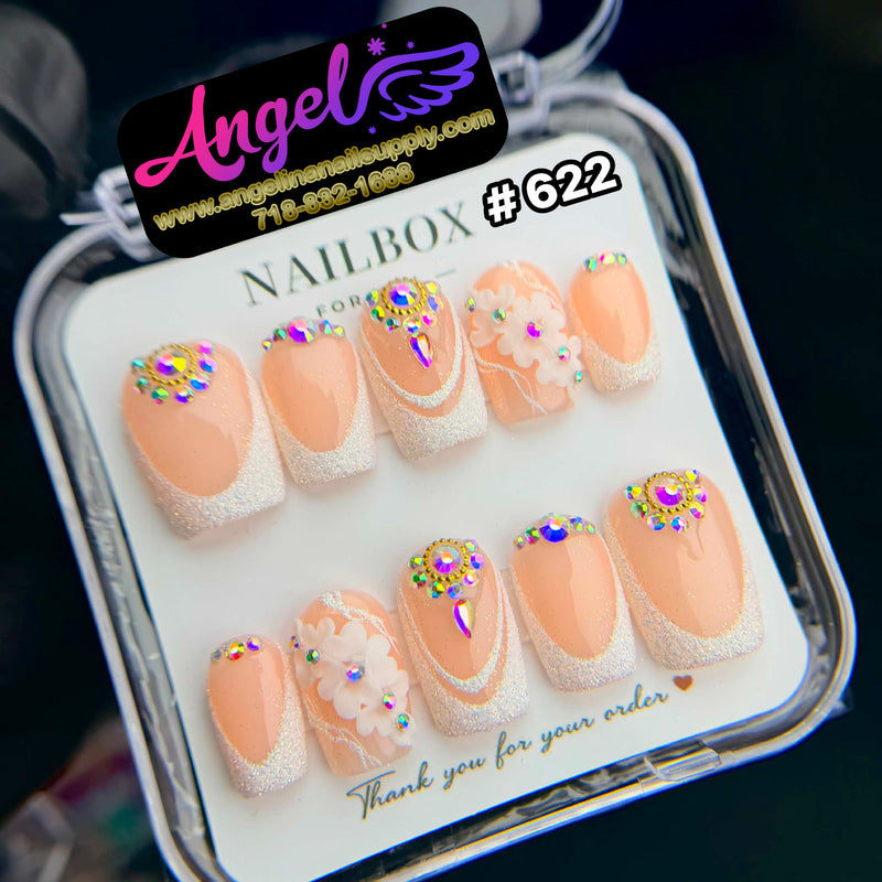 Angelina Handmade Custom Press-On #0622 – Peach Blossom
