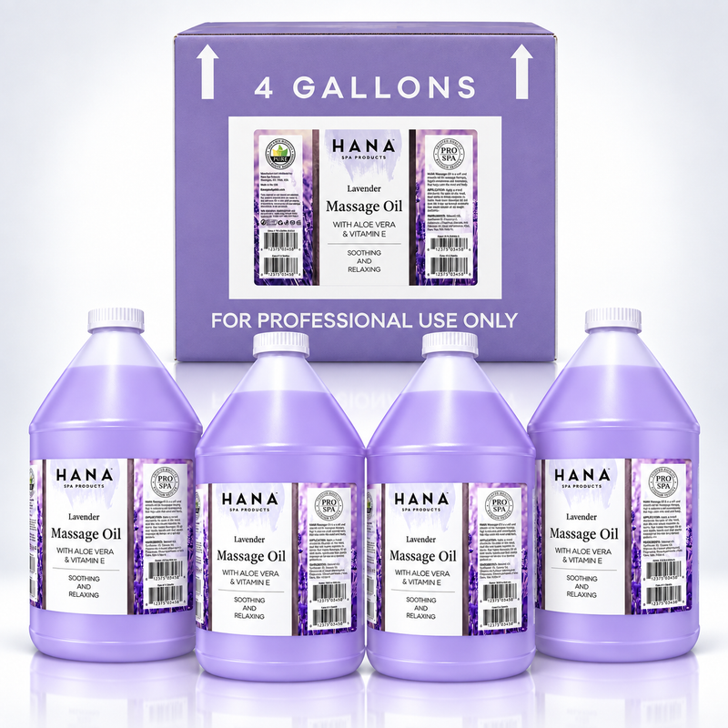 Hana Massage Oil with Aloe Vera & Vitamin E – Lavender 1 Gallon (Case of 4)