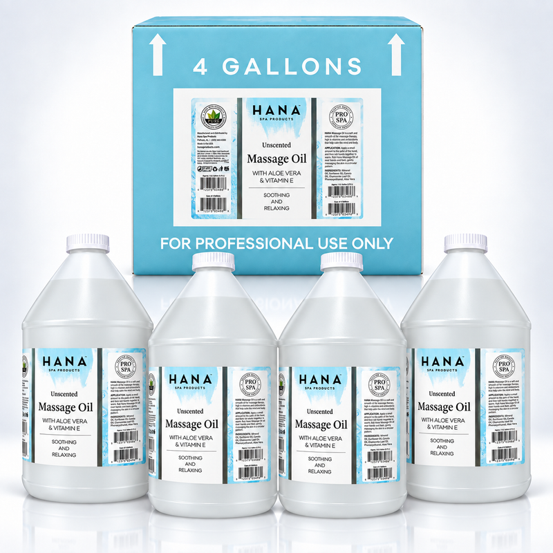 Hana Massage Oil with Aloe Vera & Vitamin E –Unscented 1 Gallon (Case of 4)