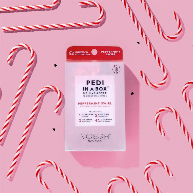 Voesh - Pedi in a Box 4 Steps Peppermint Swirl (box/50pcs)