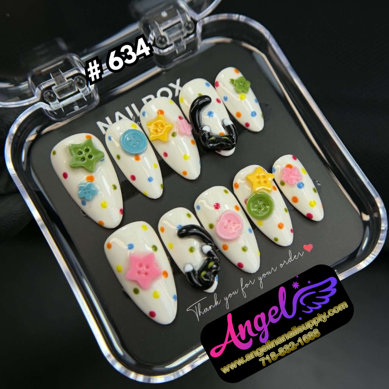 Angelina Handmade Custom Press-On | #634 - Button Pop