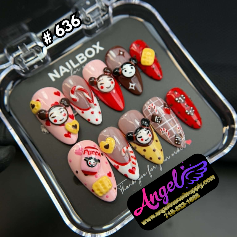 Angelina Handmade Custom Press-On | #636 - Pucca Love