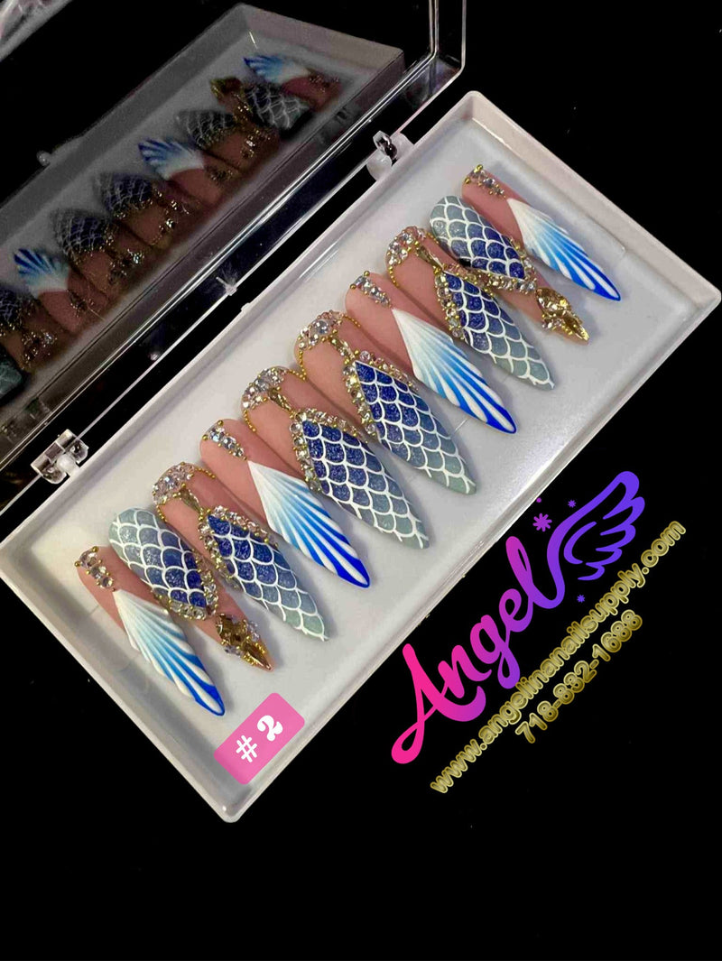 Angelina Handmade Custom Press-On | Long Nail Design 001-029 - Angelina Nail Supply NYC