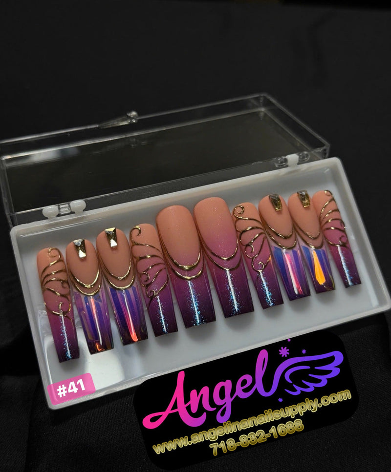 Angelina Handmade Custom Press-On | Long Nail Design 030-059 - Angelina Nail Supply NYC