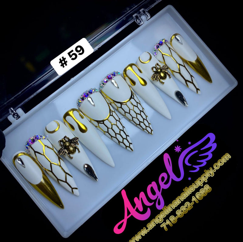 Angelina Handmade Custom Press-On | Long Nail Design 030-059 - Angelina Nail Supply NYC