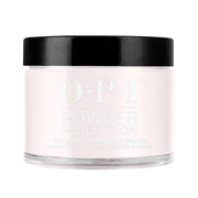 OPI powder in a clear container with black lid on a white background