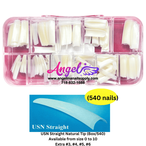 USN Straight Nail Tip Box (540 tips) - Angelina Nail Supply NYC
