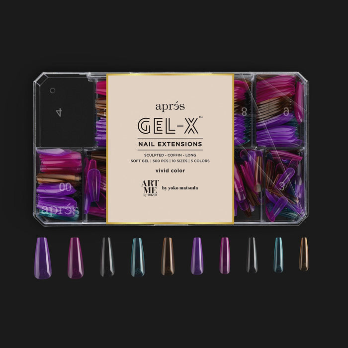 Aprés Box of Tips Sculpted - Coffin - Long - Vivid Color - Angelina Nail Supply NYC