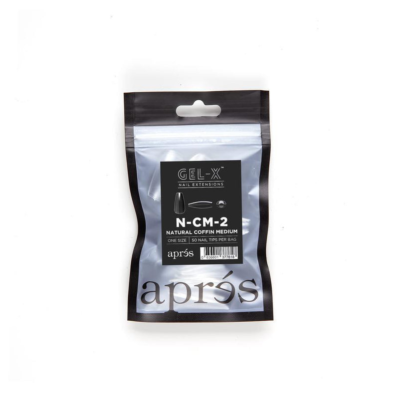 Aprés Refill Bags Natural Coffin Medium (50pcs/pack) - Angelina Nail Supply NYC