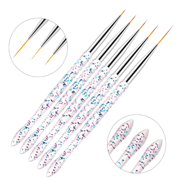 Brush Set | Clear Glitter Liner Art Brush (5in1) - Angelina Nail Supply NYC