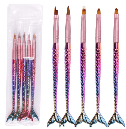 Brush Set | Mermaid Nail Art Design Brush (5in1) - Angelina Nail Supply NYC