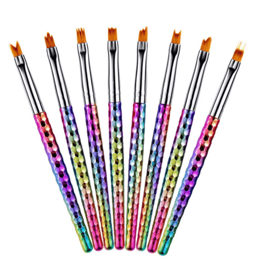 Brush Set | Rainbow Nail Art Brush (8in1) - Angelina Nail Supply NYC