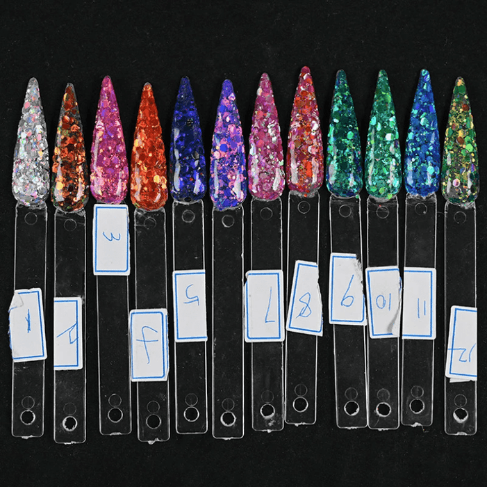 Chameleon Holographic Flakes Galaxy Acrylic Powder (12 color) - Angelina Nail Supply NYC