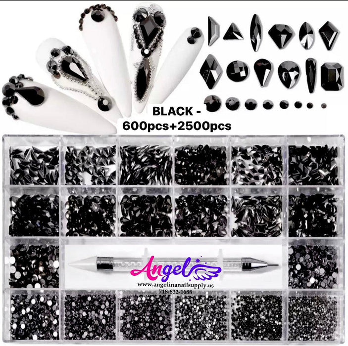 Diamond - Rhinestone Box set 600pcs + 2500pcs - Angelina Nail Supply NYC