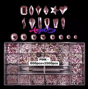 Diamond - Rhinestone Box set 600pcs + 2500pcs - Angelina Nail Supply NYC