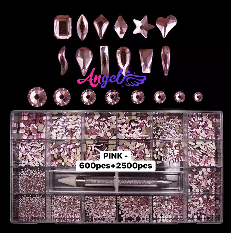 Diamond - Rhinestone Box set 600pcs + 2500pcs - Angelina Nail Supply NYC