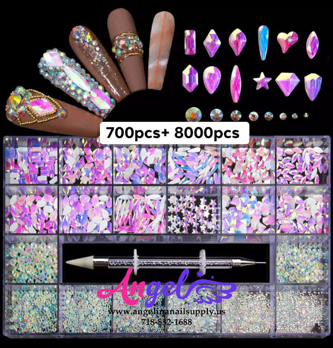 Diamond - Rhinestone Box set 700pcs + 8000pcs - Angelina Nail Supply NYC