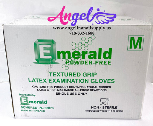 Emerald Latex Glove - Powder Free(Medium - Case/10 boxes) - Angelina Nail Supply NYC