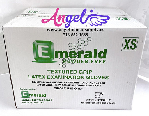 Emerald Latex Glove - Powder Free(X-Small - Case/10 boxes) - Angelina Nail Supply NYC