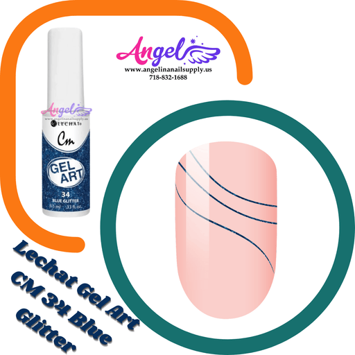 Lechat Gel Art CM 34 Blue Glitter - Angelina Nail Supply NYC