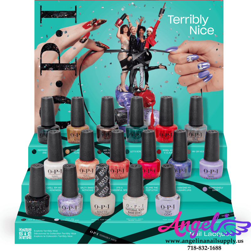 OPI Nail Lacquer - Terribly Nice Collection 14 Colors & 1 Base Coat 2 Top Coat | Holiday 2023 - Angelina Nail Supply NYC